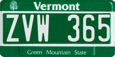 VT license plate ZVW365