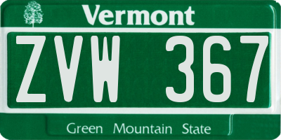 VT license plate ZVW367