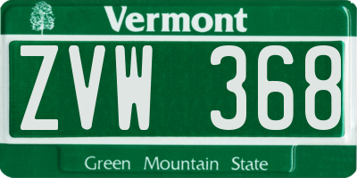 VT license plate ZVW368