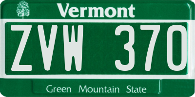 VT license plate ZVW370