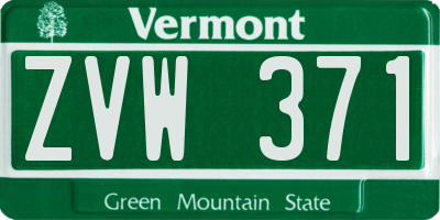 VT license plate ZVW371