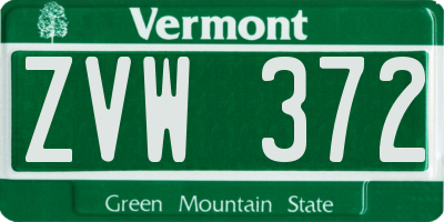 VT license plate ZVW372