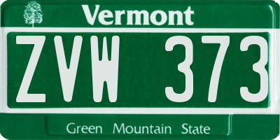 VT license plate ZVW373