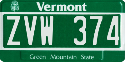VT license plate ZVW374