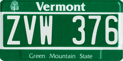 VT license plate ZVW376