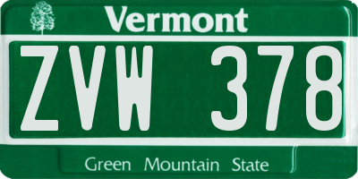 VT license plate ZVW378