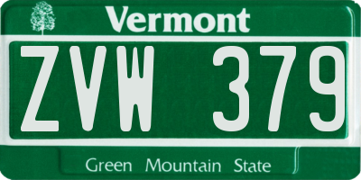 VT license plate ZVW379