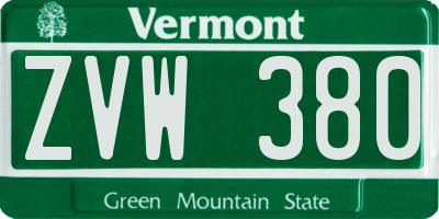 VT license plate ZVW380