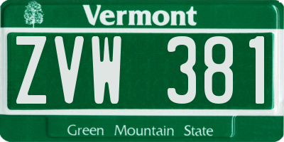 VT license plate ZVW381
