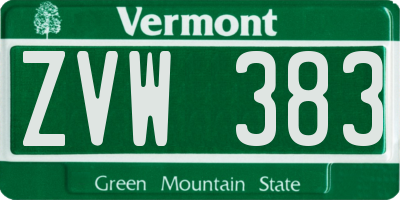 VT license plate ZVW383