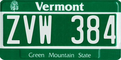 VT license plate ZVW384