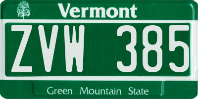 VT license plate ZVW385