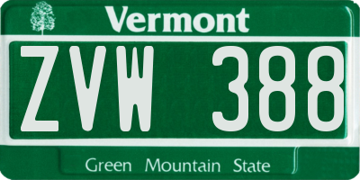 VT license plate ZVW388