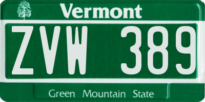 VT license plate ZVW389