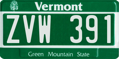 VT license plate ZVW391