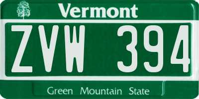 VT license plate ZVW394