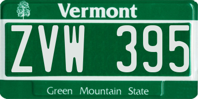 VT license plate ZVW395