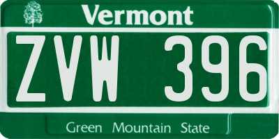 VT license plate ZVW396