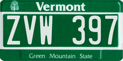 VT license plate ZVW397