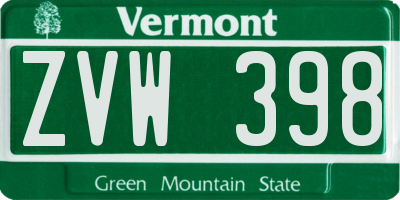 VT license plate ZVW398
