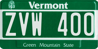 VT license plate ZVW400