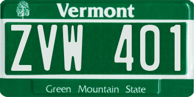 VT license plate ZVW401