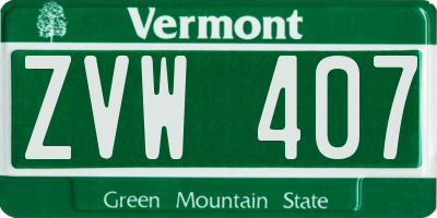 VT license plate ZVW407