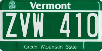 VT license plate ZVW410
