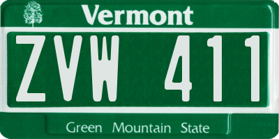 VT license plate ZVW411