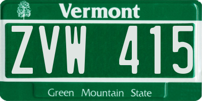 VT license plate ZVW415