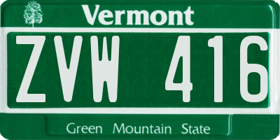 VT license plate ZVW416