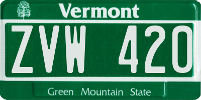 VT license plate ZVW420