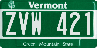 VT license plate ZVW421