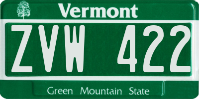VT license plate ZVW422