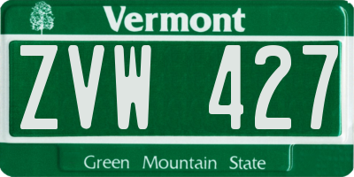 VT license plate ZVW427