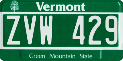 VT license plate ZVW429