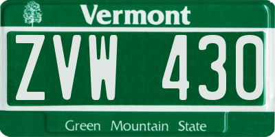 VT license plate ZVW430