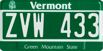 VT license plate ZVW433