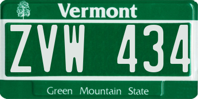 VT license plate ZVW434