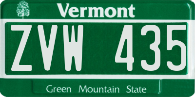 VT license plate ZVW435