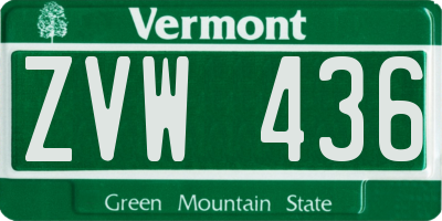 VT license plate ZVW436