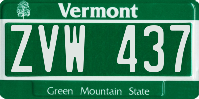 VT license plate ZVW437