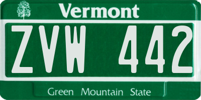 VT license plate ZVW442