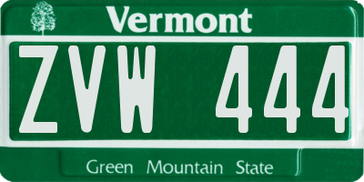 VT license plate ZVW444