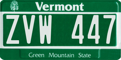 VT license plate ZVW447
