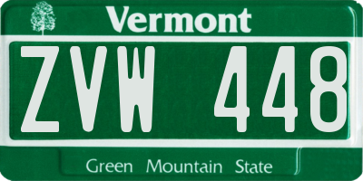 VT license plate ZVW448