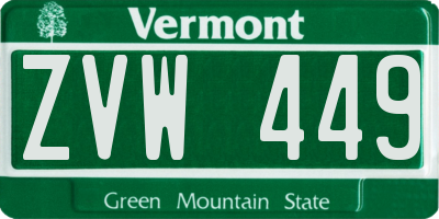 VT license plate ZVW449