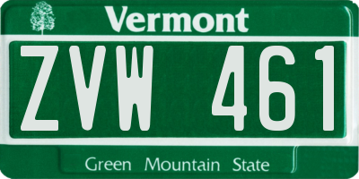 VT license plate ZVW461