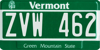 VT license plate ZVW462