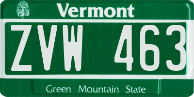 VT license plate ZVW463